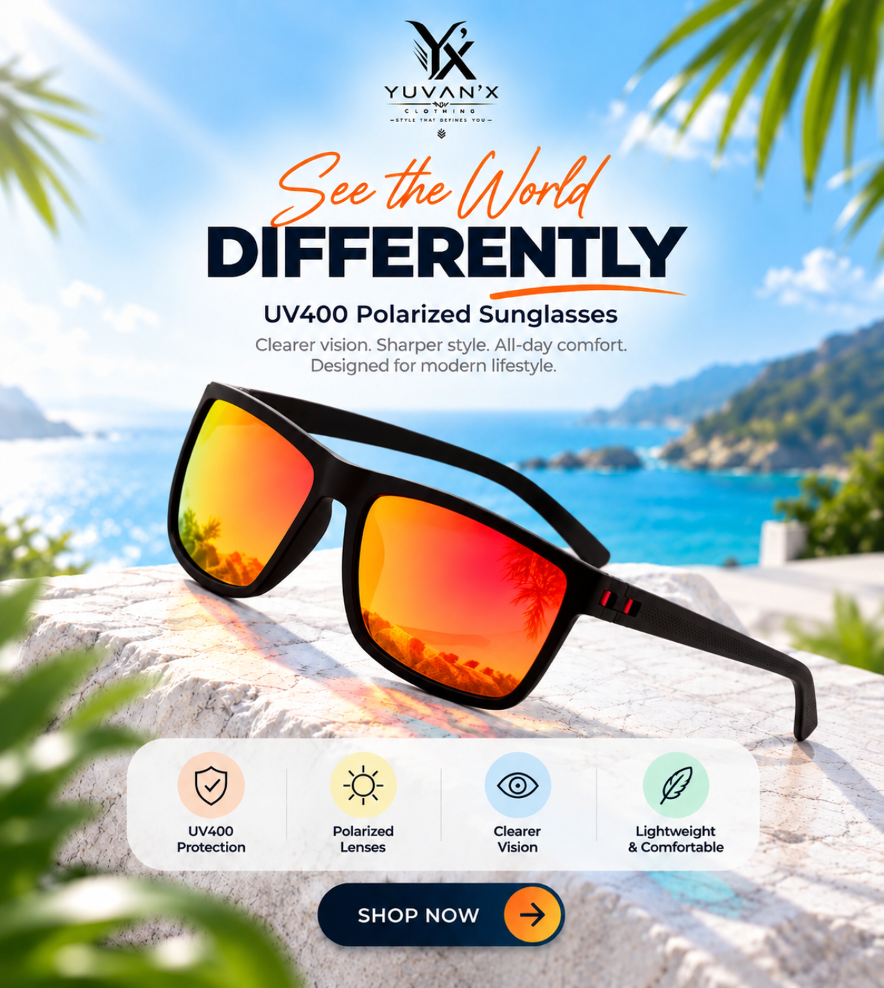 1PC UV 400 Hot Polarized Sunglass Red Color