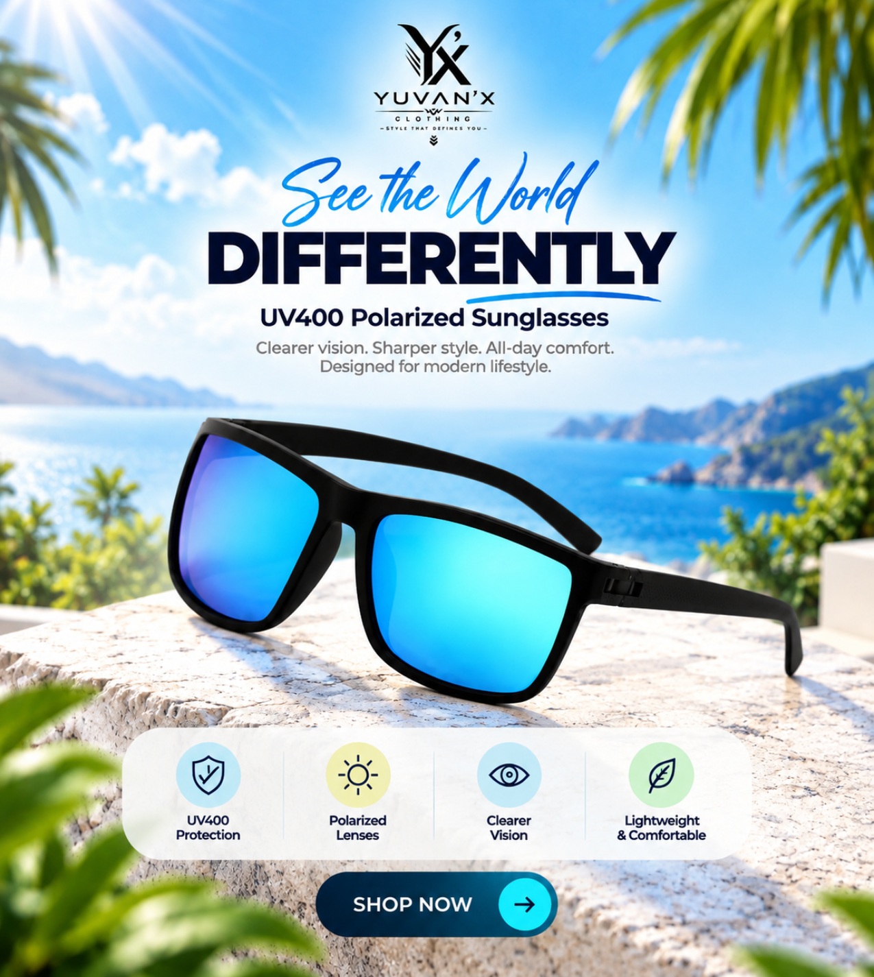 1PC UV 400 Hot Polarized Sunglass Blue Color
